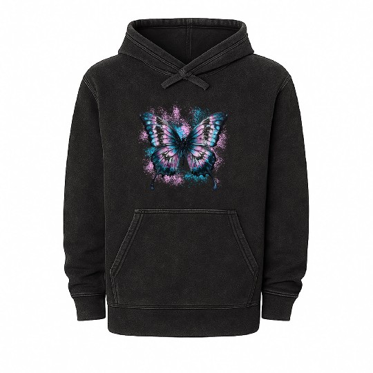 Colorful Butterfly Drawing Art Lover Design Mineral Wash Hoodies