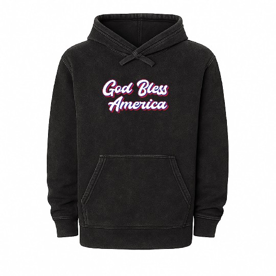 God Bless America Patriotic Design for Proud Mineral Wash Hoodies
