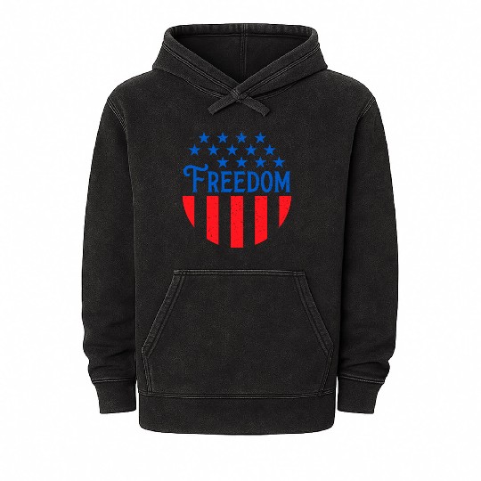 Patriotic Freedom Stars and Stripes Mineral Wash Hoodies