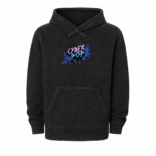 Cyber Pop - Vibrant Y2K Streetwear Aesthetic Mineral Wash Hoodies