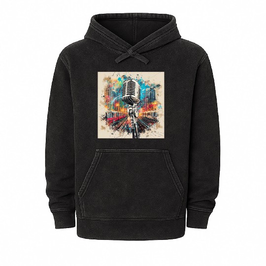 NYC Microphone AT Subway Mineral Wash Hoodies