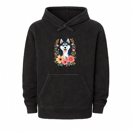 Husky Floral Mineral Wash Hoodies