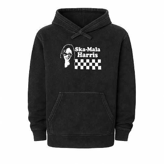 Kamala Harris Ska Mala Harris checkerboard Mineral Wash Hoodies