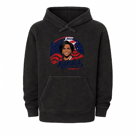 Mineral Wash Hoodies design kamala, election 2024