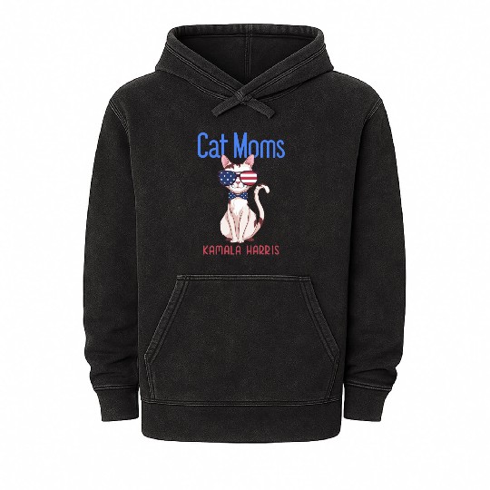 Cat Mom for Kamala Harris | 2024 Mineral Wash Hoodies