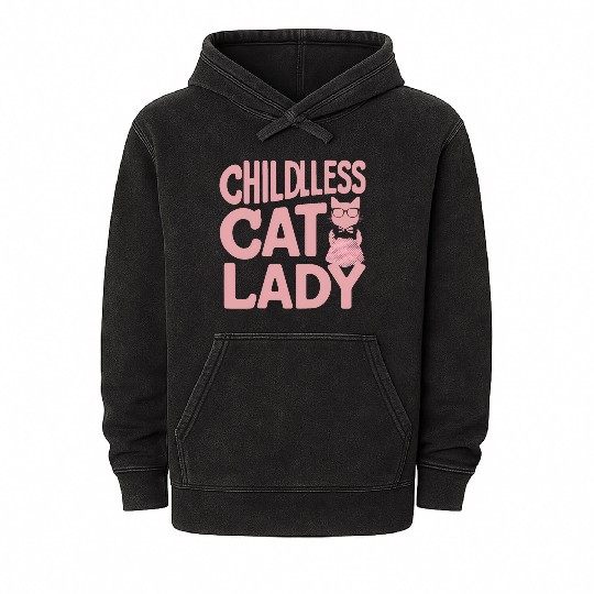 Childless Cat lady Kamala Harris Mineral Wash Hoodies