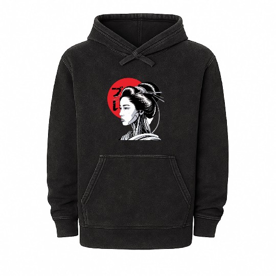 Cyberpunk Vaporwave Japanese Neon Street Art Mineral Wash Hoodies