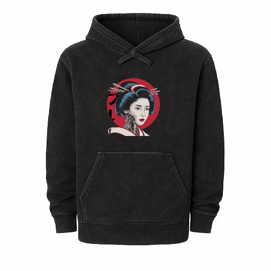 Cyberpunk Vaporwave Japanese Neon Street Art Mineral Wash Hoodies