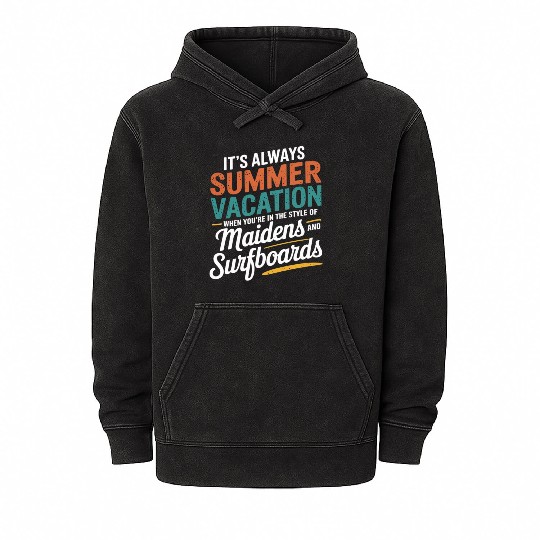 Maidens and Surfboards Vintage Summer Design Mineral Wash Hoodies