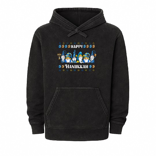 "Hanukkah Gnome" Wishing You a Happy Hanukkah Mineral Wash Hoodies