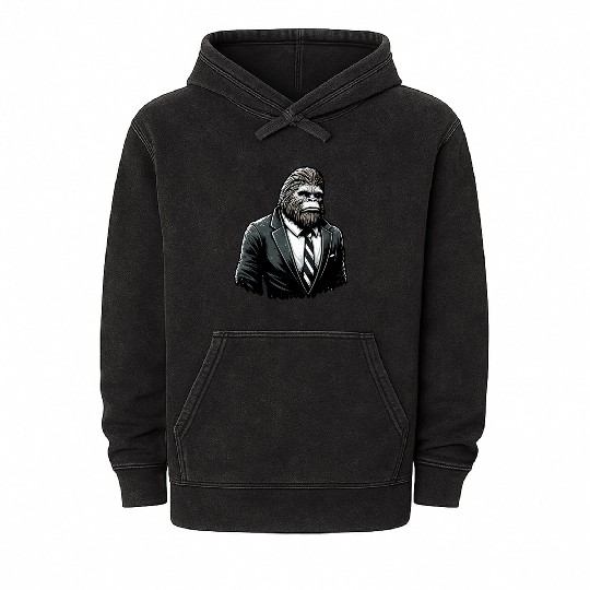 All Business Bigfoot - Funny Stylish Sasquatch Mineral Wash Hoodies