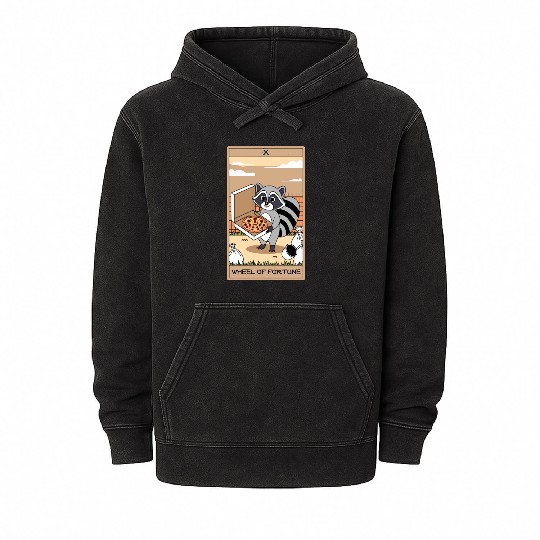 Wheel of Fortune Raccoons Tarot Card Mineral Wash Hoodies