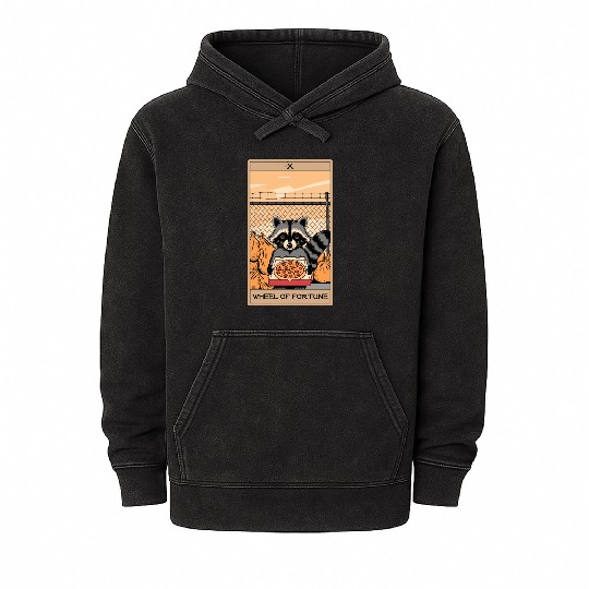 Wheel of Fortune Raccoons Tarot Card Mineral Wash Hoodies