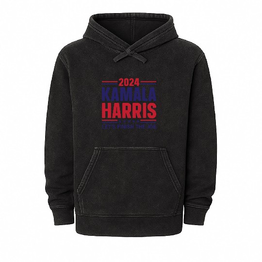 Kamala Harris 2024 for President Vote Tim Walz Mineral Wash Hoodies