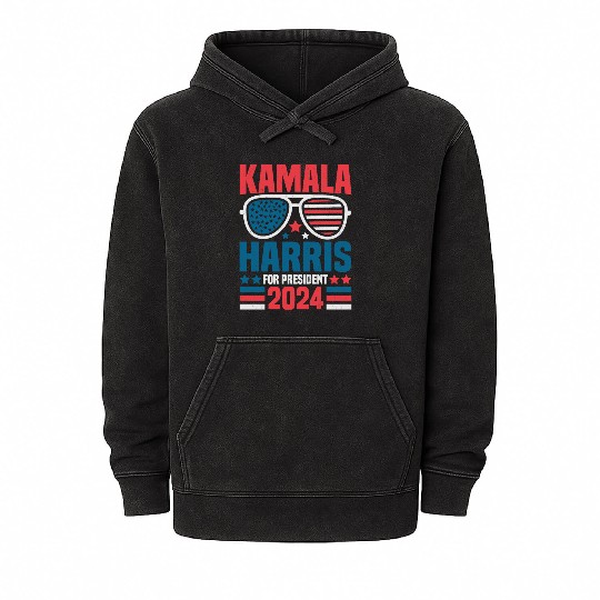 Kamala Harris 2024 for President Vote Tim Walz Mineral Wash Hoodies