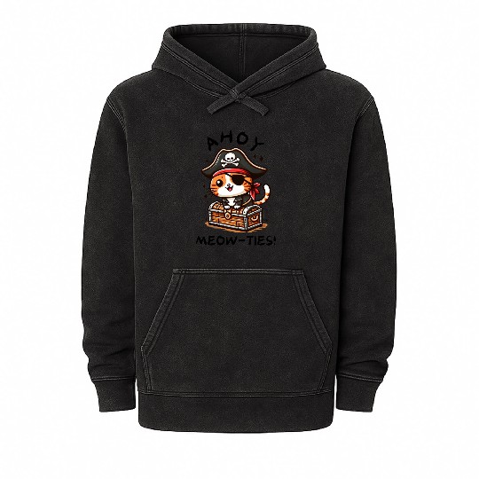 Ahoy Meow Ties Mineral Wash Hoodies