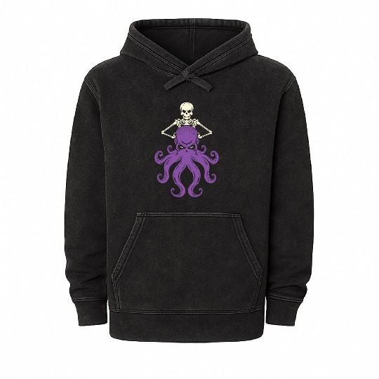 Octopus Skeleton Mineral Wash Hoodies