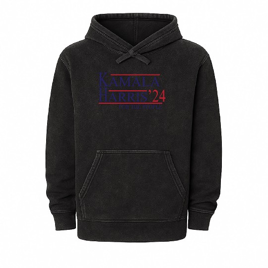 Kamala Harris 2024 for President Vote Tim Walz Mineral Wash Hoodies