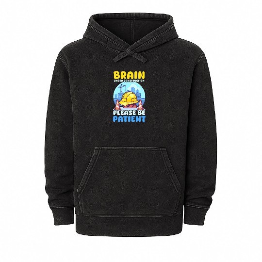 Depression Awareness Brain Under Construction Mineral Wash Hoodies