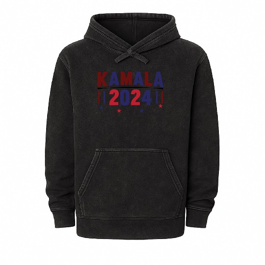Kamala Harris 2024 for President Vote Tim Walz Mineral Wash Hoodies