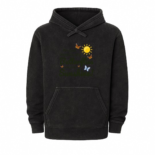 Butterfly Sunshine Insect Collector Entomology Mineral Wash Hoodies