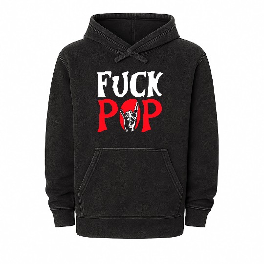 Fuck pop charts music heavy metal fun hand gesture Mineral Wash Hoodies