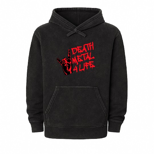 Heavy death metal 4 life hand gesture graffiti fun Mineral Wash Hoodies