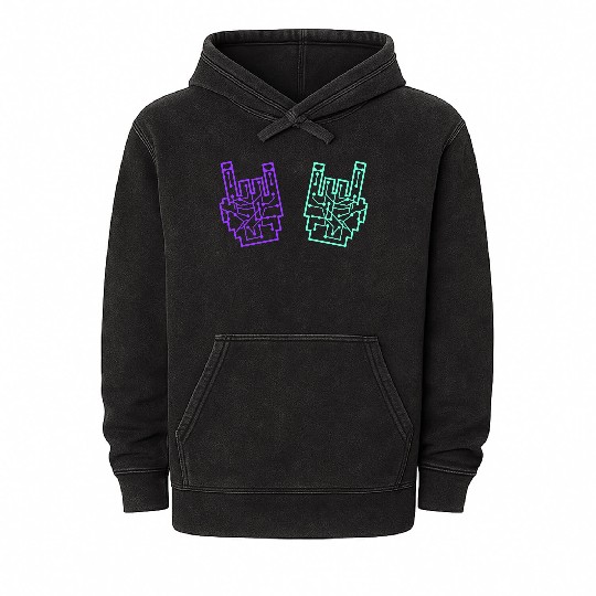Heavy metal nerd electronic circuits hand gestures Mineral Wash Hoodies
