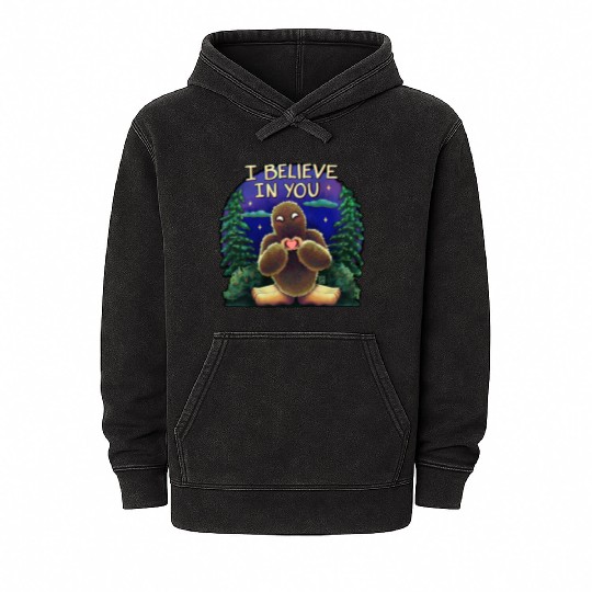 Bigfoot cryptid believe in you Mineral Wash Hoodies