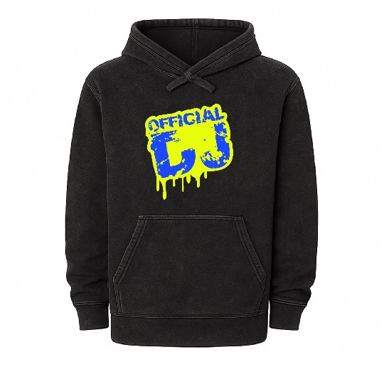 Cool Official DJ Club Music Party Stamp Graffiti Mineral Wash Hoodies