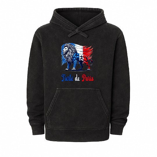 The pride of Paris flag design Mineral Wash Hoodies