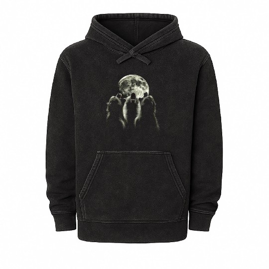 Baboon Monkey Howling Moon Mineral Wash Hoodies