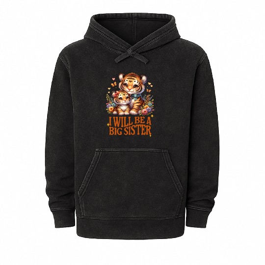 I'm Going To Be A Big Sister Cute Tiger Mineral Wash Hoodies