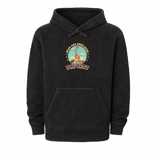 Giraffe Head And Shoulders Above The Rest Mineral Wash Hoodies