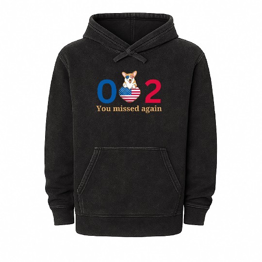 Funny you missed again 0-2 trump 2024 america Mineral Wash Hoodies