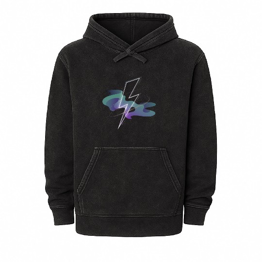 Electric Aurora: Lightning Meets Northern Lights Mineral Wash Hoodies