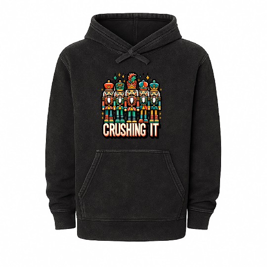 Crushin It: Nutcracker Christmas Apparel for Mineral Wash Hoodies