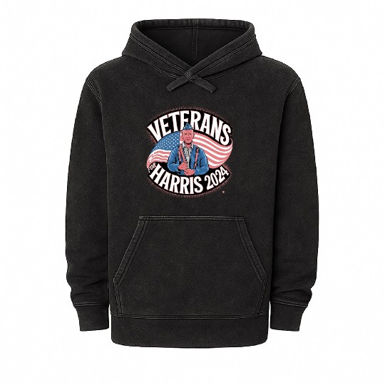 Veterans Stand with Kamala Harris 2024 Mineral Wash Hoodies