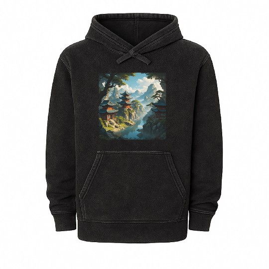 Peaceful Pagoda Mineral Wash Hoodies