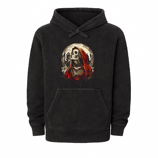 Santa Muerte Saint Death Mexican Sugar Skull Mineral Wash Hoodies