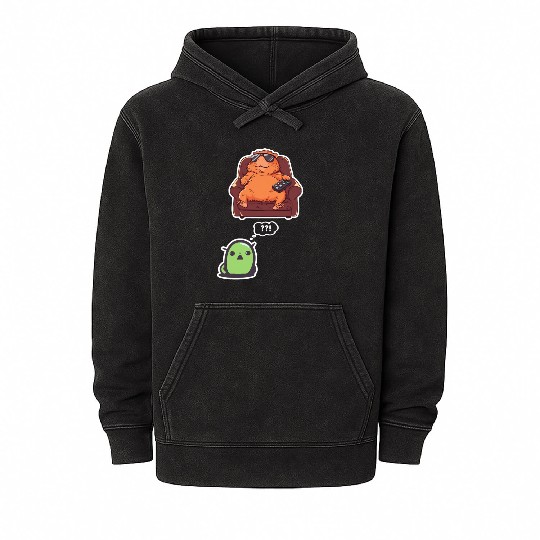 Funny Graphic Mineral Wash Hoodies Capybara Selfie With Ufos Weird