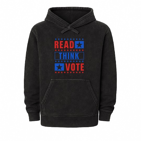 Read Think Vote - Election Mineral Wash Hoodies