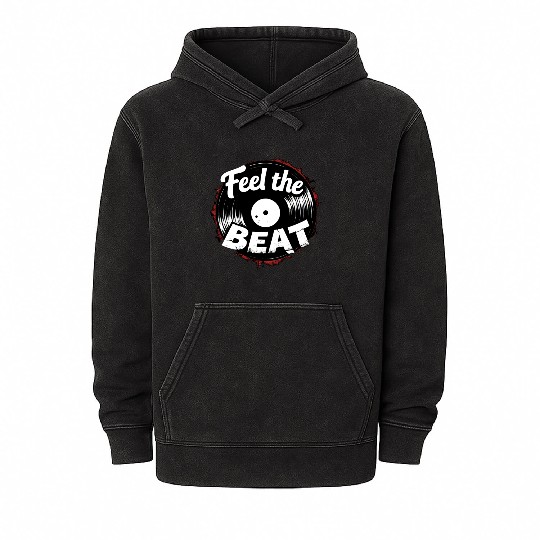 Classic Vinyl 'Feel The Beat' Mineral Wash Hoodies
