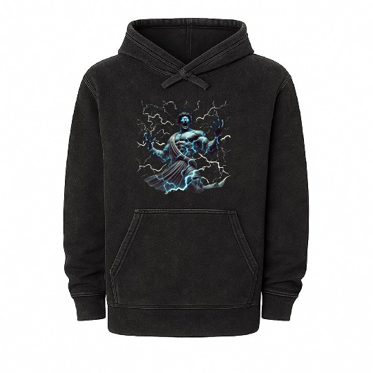 Ancient Greek gods & lightning Mineral Wash Hoodies