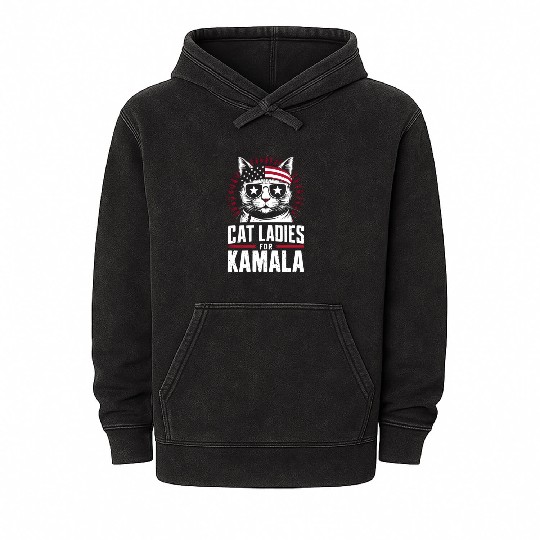 Kamala Harris Cat Ladies 2024 Mineral Wash Hoodies