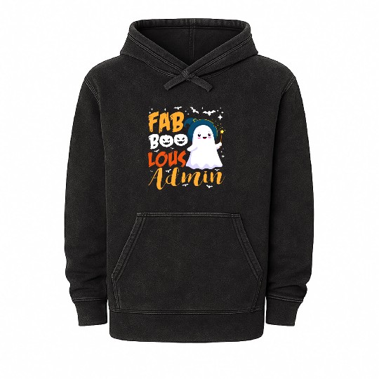 Faboolous Admin Funny Scary Ghost Halloween Costum Mineral Wash Hoodies