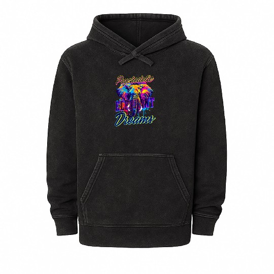 Elephant Psychedelic Elephant Dreams Mineral Wash Hoodies