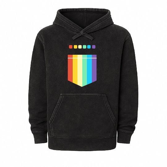 LGBT Rainbow Flag Pocket Design | For Women Men Mineral Wash Hoodies