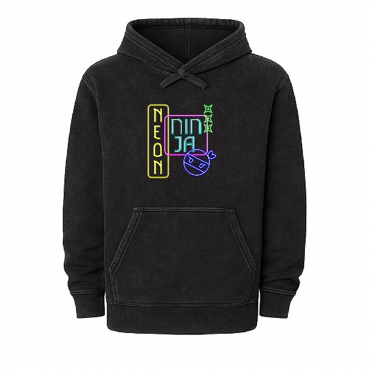 Neon Ninja Festival EDM Music Rave Mineral Wash Hoodies