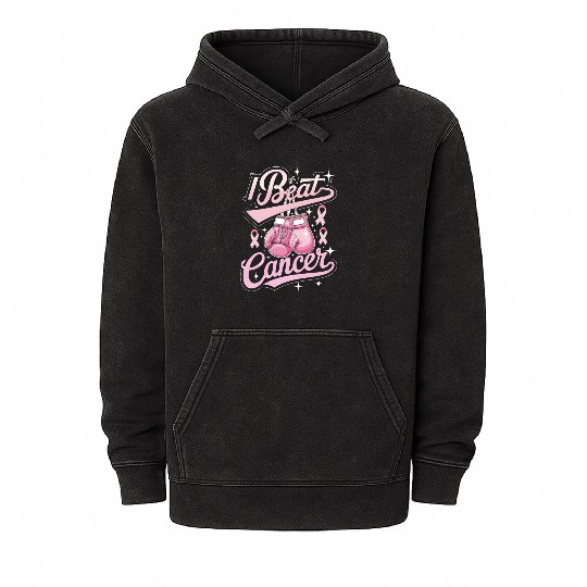 I Beat Cancer Breast Cancer Awareness Mineral Wash Hoodies